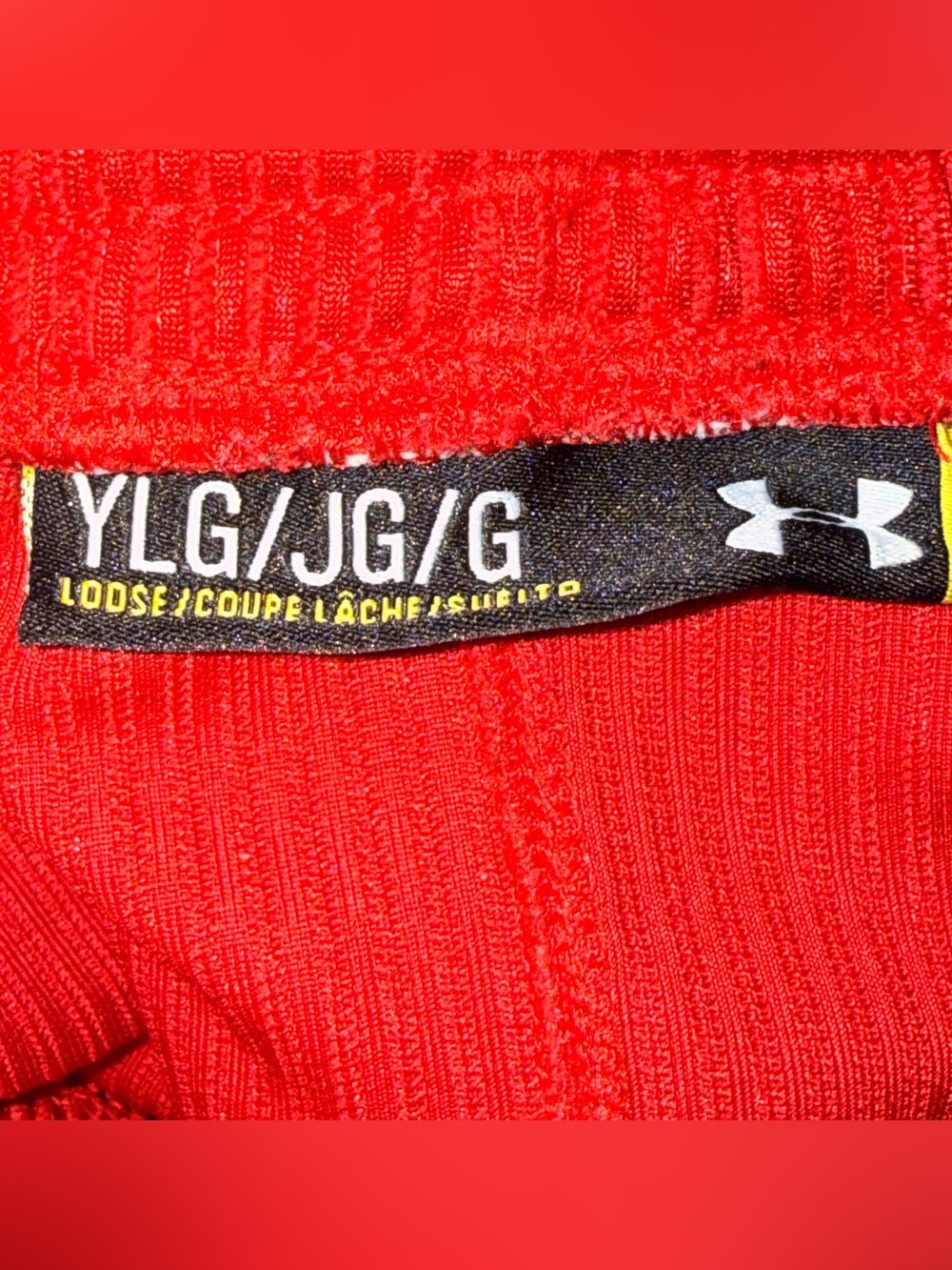 Under Armour Red and Black Men’s Athletic Mesh Shorts - Picture 3 of 5